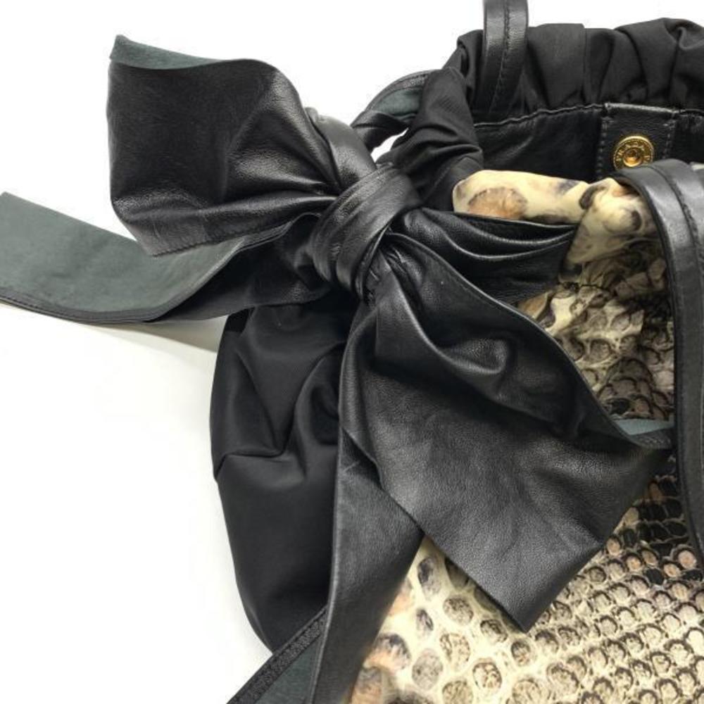 Prada Python Pattern Nylon Handbag Black - image 8